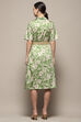 Dark Green Pure Cotton Floral Printed Straight Dress image number 4