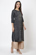Black Viscose Straight Printed Kurta image number 2