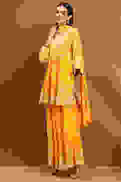 Yellow Georgette Gathered Suit Set image number 3