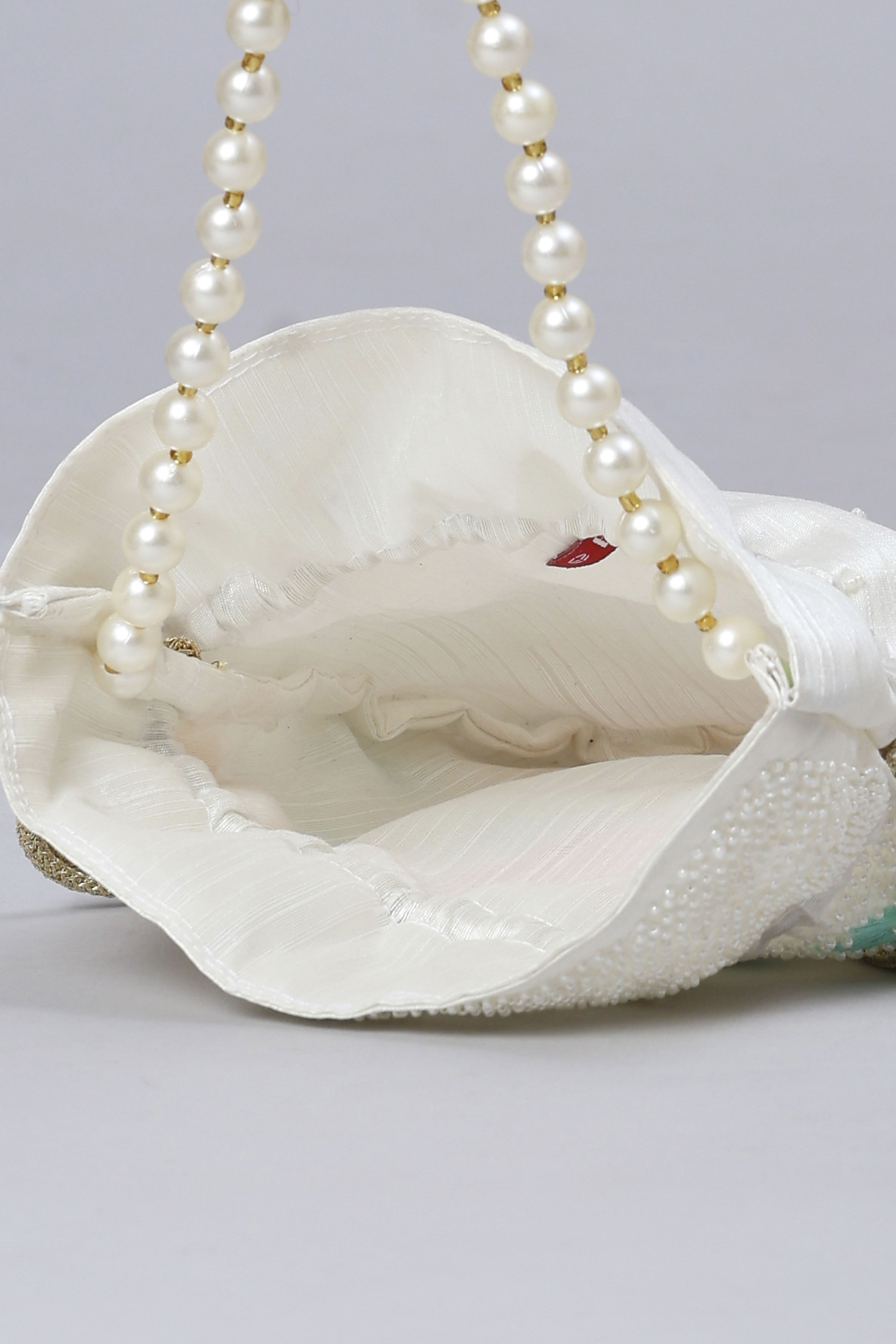 Off White Fabric Potli Bag image number 5