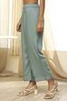 Dull Blue Solid Straight Palazzo image number 2