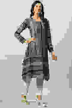 Black & Grey Acrylic Printed Dress image number 2