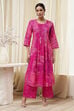 Pink Cotton Printed Pleated Kurta Set image number 6