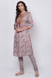 Grey Cotton Straight Kurta Churidar Suit Set image number 2