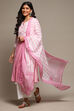 Rose Pink Cotton Layered Kurta Suit Set image number 0
