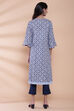 Blue Cotton A-line Printed Kurta image number 6