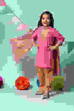 Pink Cotton Straight Kurta Salwar Suit Set image number 0