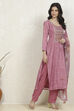 Pink Cotton Hand Embroidered Unstitched Suit Set image number 6