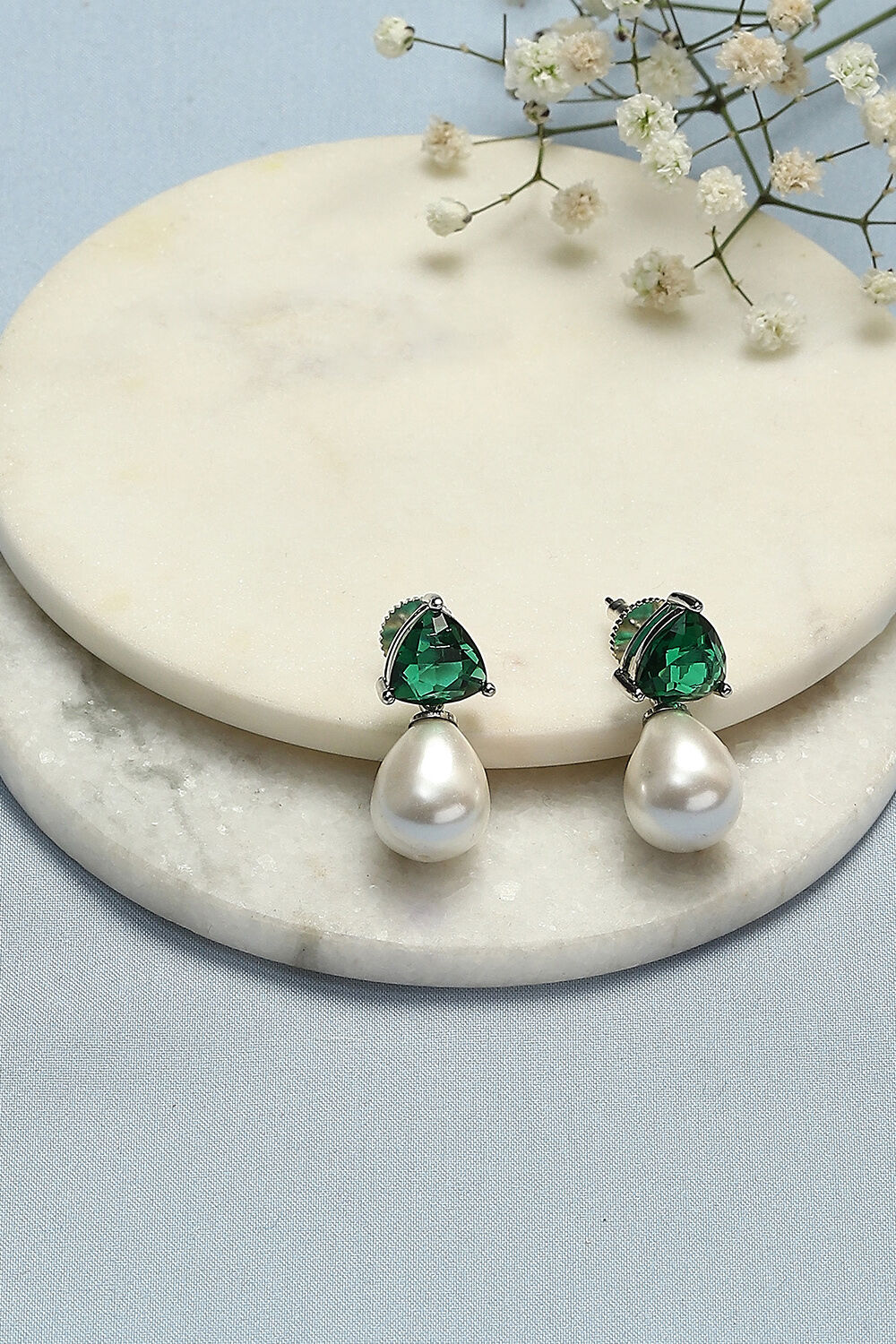 Green Brass Earrings image number 0