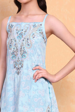 Aqua Viscose Sharara Suit Set image number 1