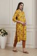 Yellow Floral Printed Straight Kurta image number 4