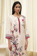 Ecru Floral Printed Straight Kurta image number 1