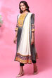 Black Cotton A-Line Kurta Slim Pant Suit Set image number 3