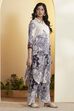 Blue Viscose Rayon Paisley Printed Straight Kurta Set image number 4