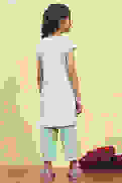 Green Cotton Straight Printed Kurta Pants Set image number 4