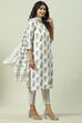 Off White Linen Digital Print Unstitched Suit Set image number 6