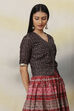 Black Straight Art Silk Printed Short Top image number 3