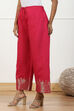 Blue Jacquard Solid Straight Palazzo Pants image number 2