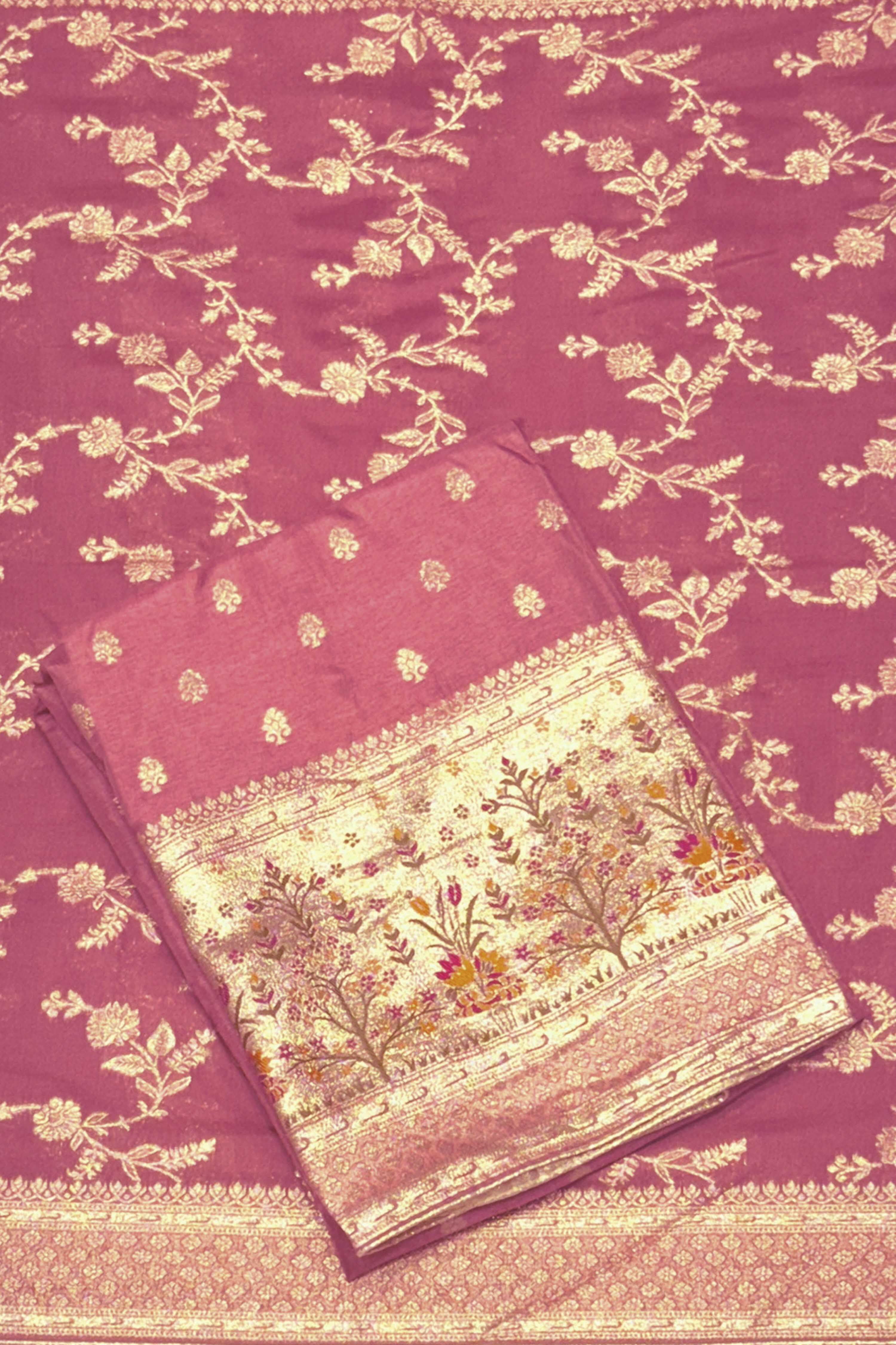 Pink Jacquard Printed Unstitched Suit Set image number 1