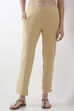 Beige Cotton Lycra Straight Pants image number 4