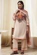 Peach-Toned Cotton Straight Suit Set image number 0