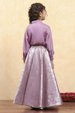 Purple Polyester Dyed Relaxed Lehenga Set image number 4