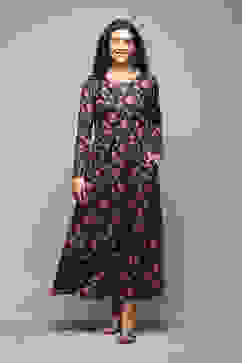 Black Knitted A-Line Printed Dress image number 5