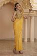 Yellow Art Silk Gathered Gown Saree image number 4