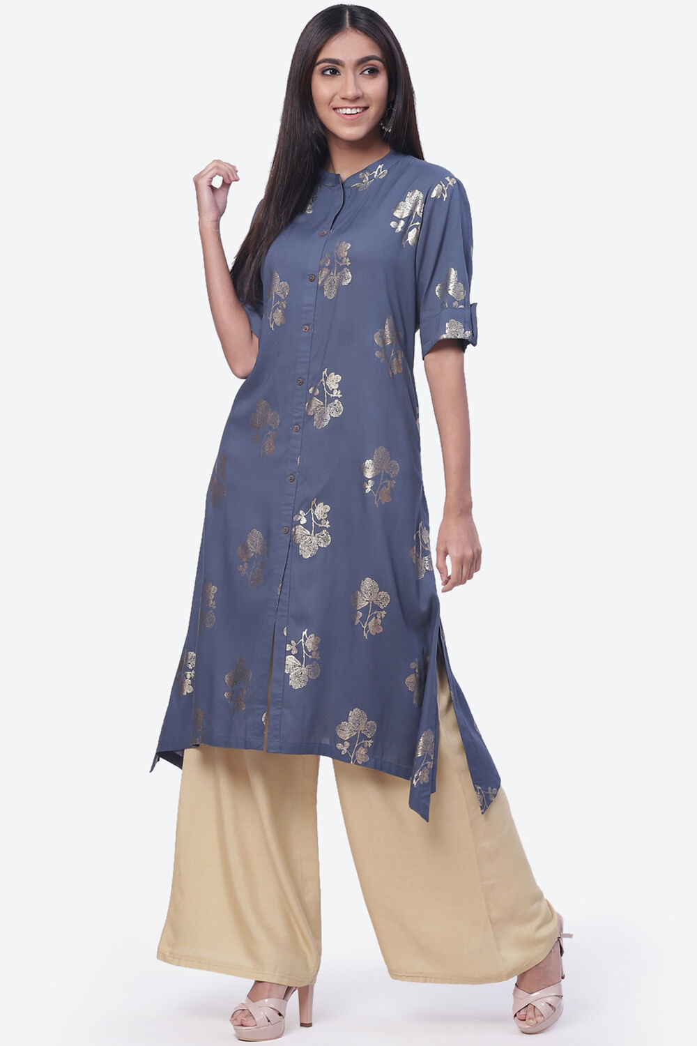 Fuchsia Rayon Asymmetric Kurta image number 2