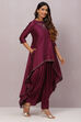 Teal Flared Cotton Silk Fusion Wear 2 Piece Set image number 5