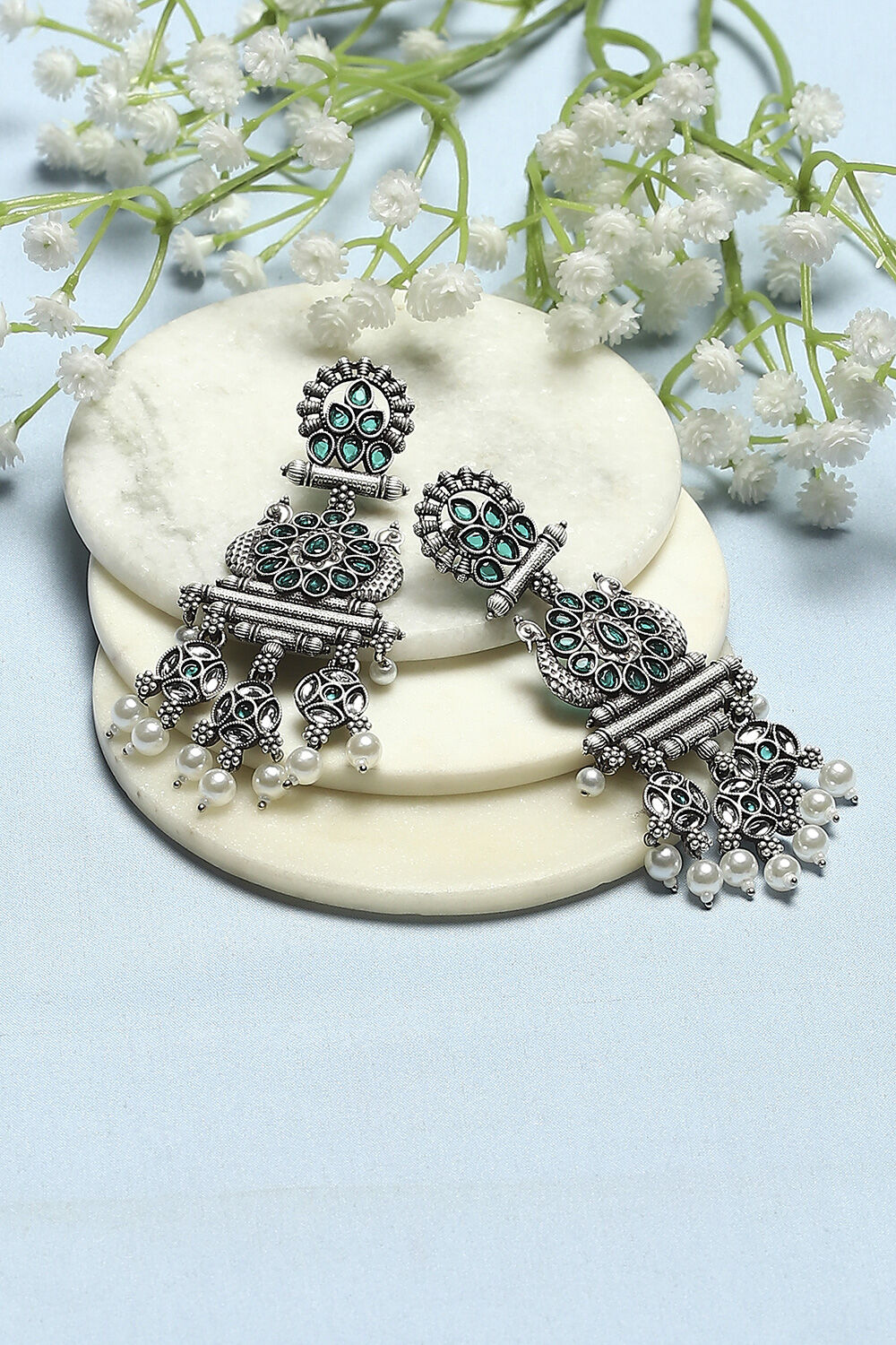 Green Oxidised Casual Danglers image number 0