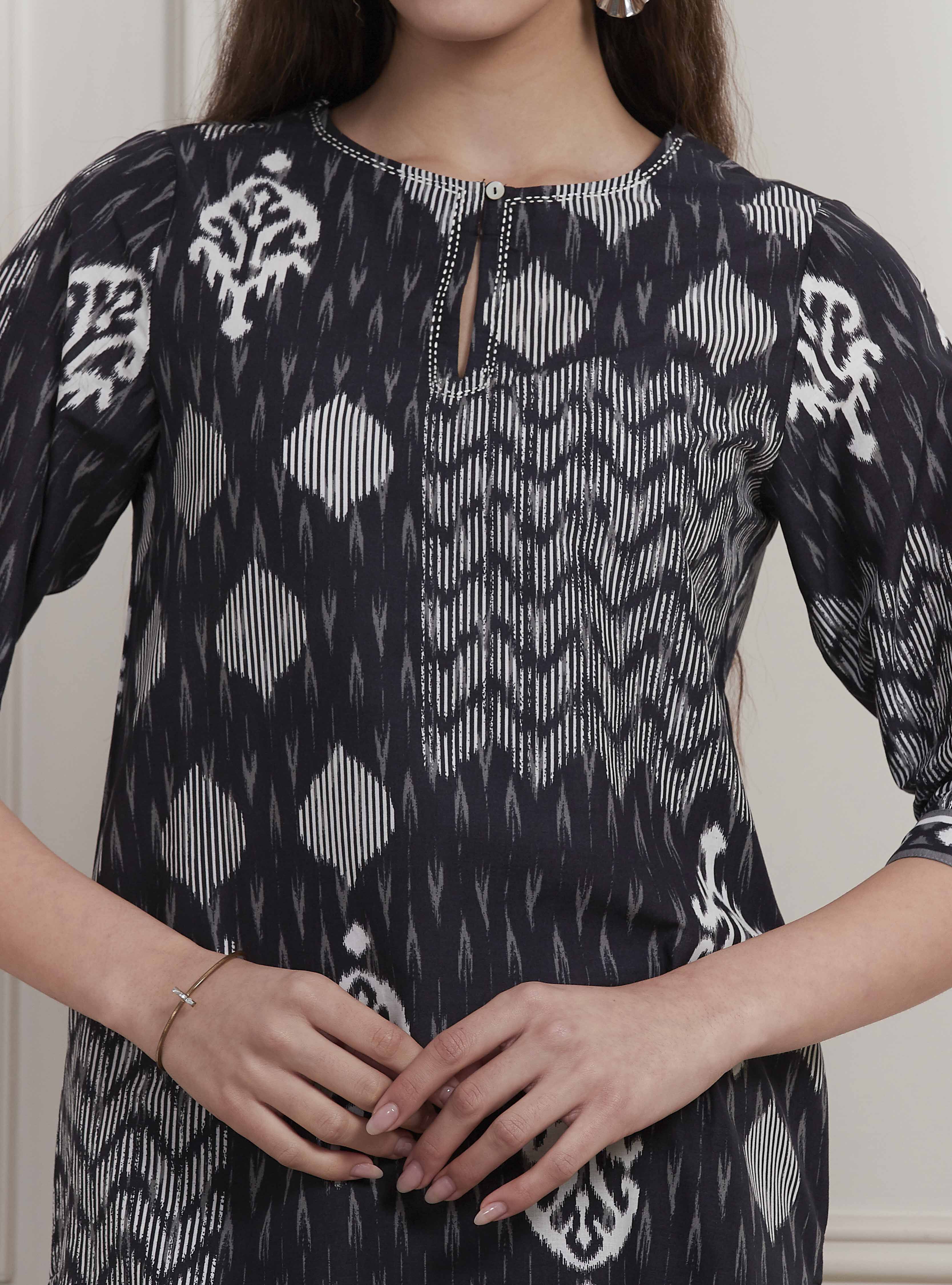 Orange Cotton Printed Straight Kurta image number 1