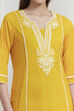 Yellow Cotton Solid Straight Kurta image number 1