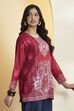 Magenta Floral Printed Straight Short Kurti image number 3