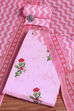Pink Cotton Screen Print Unstitched Suit Set image number 0