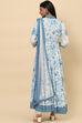 White Blue Cotton Anarkali Kurta Churidar Suit Set image number 4