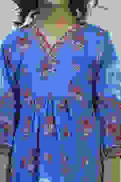 Blue and Pink Cotton Printed Straight Suit Set image number 1