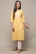Yellow Cotton Straight Kurta image number 5