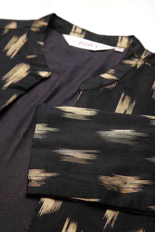 Black Cotton Three Piece Fusion Wear Set image number 1