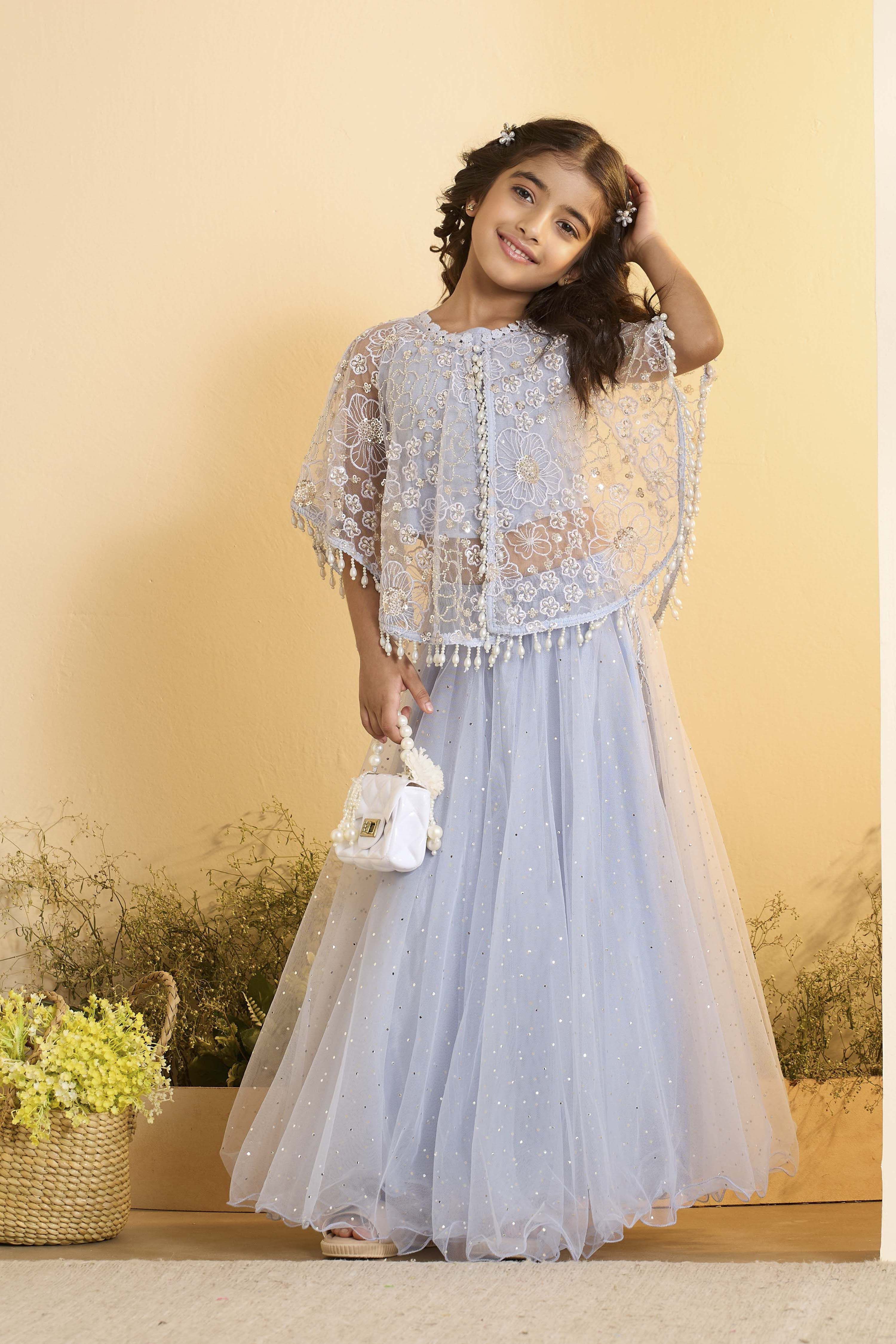 Lavender Nylon Flared Lehenga Set image number 0