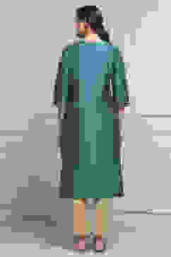 Blue Viscose Blend Solid Straight Kurta image number 3