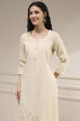 White Tissue Applique Unstitched Suit Set image number 2
