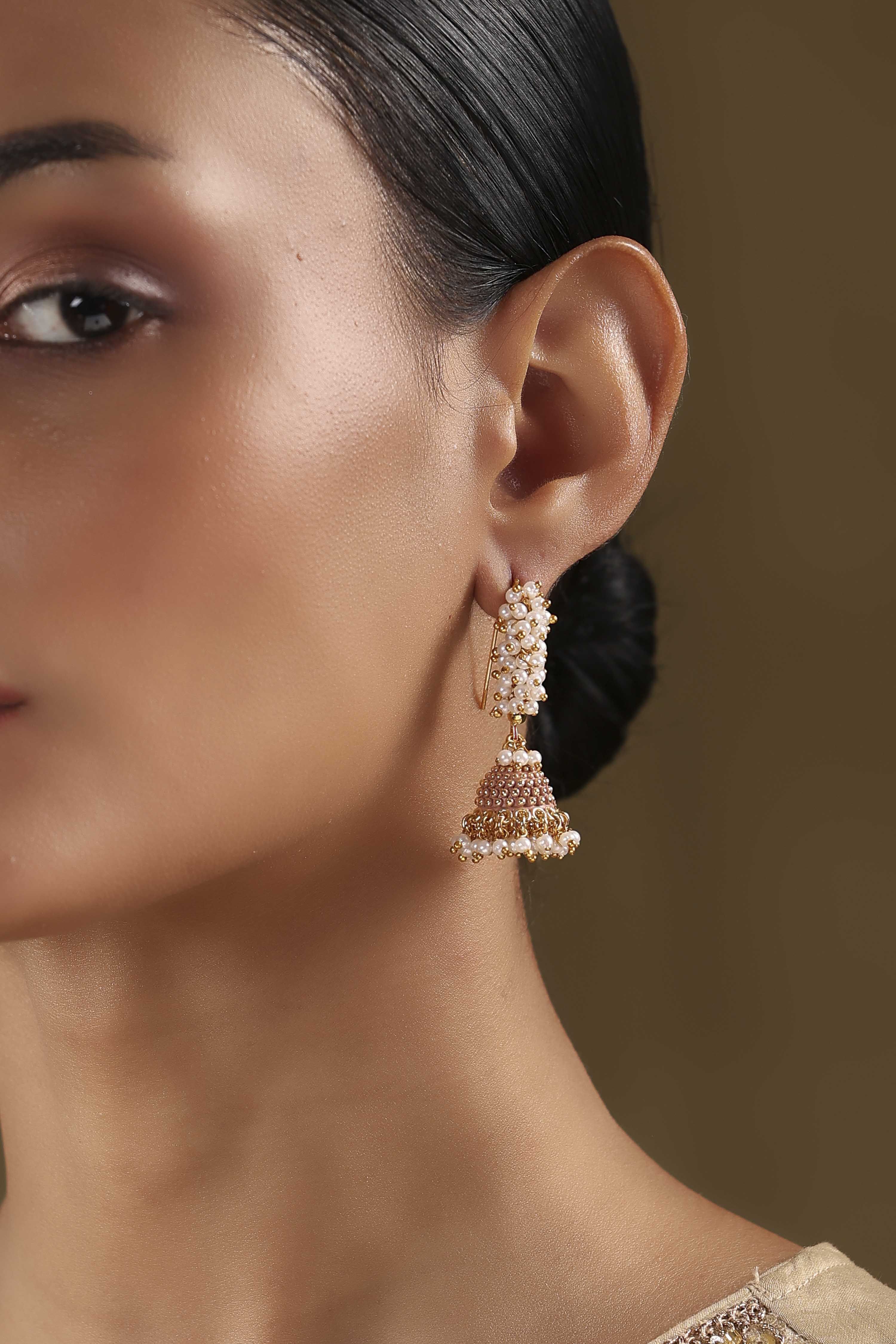 Peach Brass Jhumka image number 1