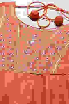 Orange Embroidered Detail Festive Anarkali Suit Set image number 2