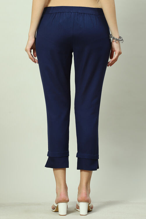 Grey Cotton Flax Pants image number 4