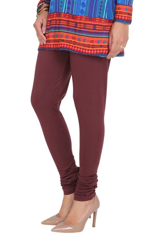 Brown Cotton Knitted Churidar image number 2