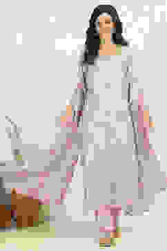 Peach Linen Unstitched Suit Set image number 1