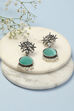 Oxidised Red & Green Brass Earrings image number 0