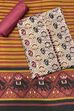 Beige Cotton Printed Unstitched Suit Set image number 0