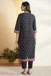 Black Cotton Printed Straight Kurta image number 5